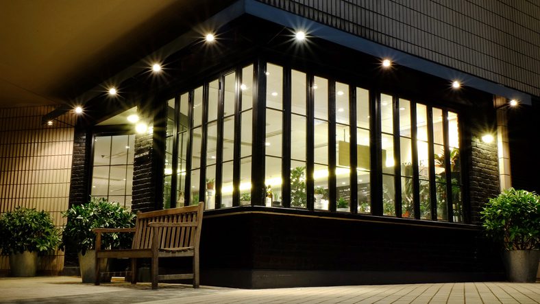 Well lit restaurant in the evening time