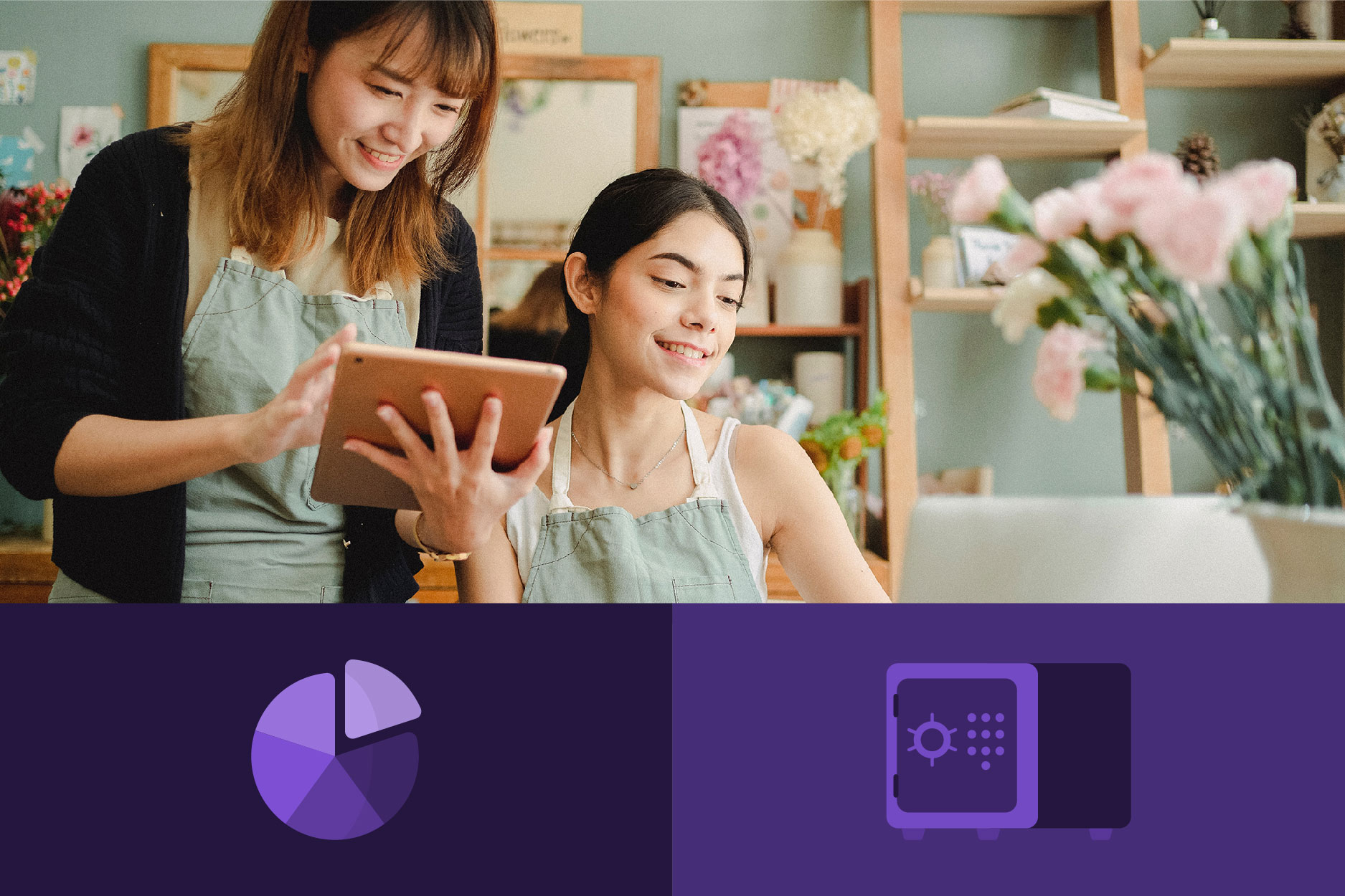 Two female business owners review their business budget
