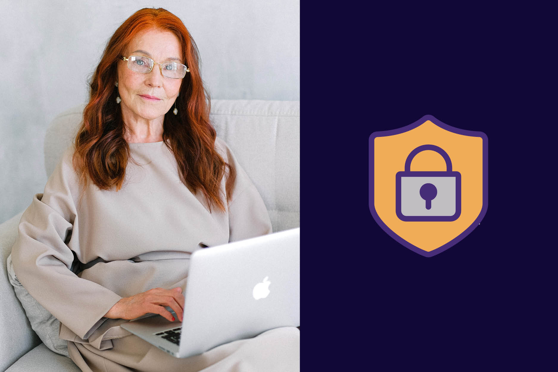 Knowledgable mature female business owner sitting with her laptop