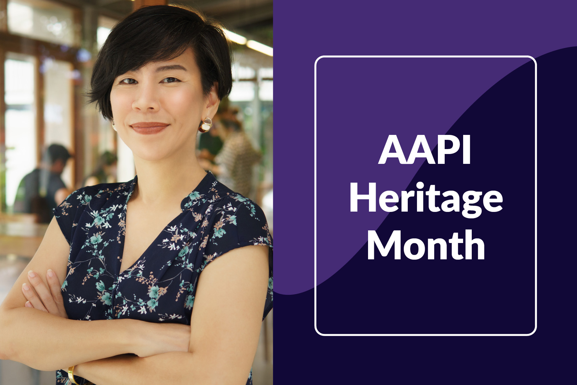 Asian business owner smiling in celebration of AAPI Heritage Month