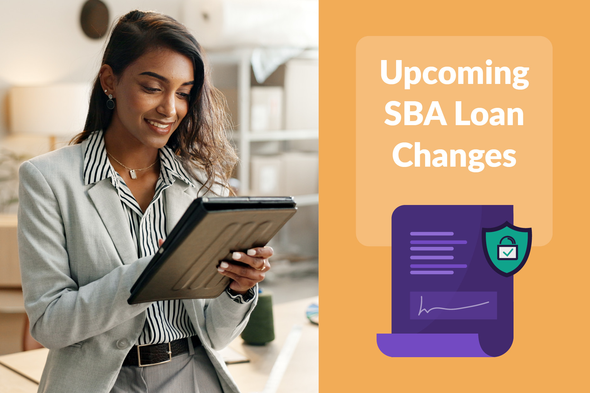 Business owner looking at a tablet, considering the new SBA Loan changes