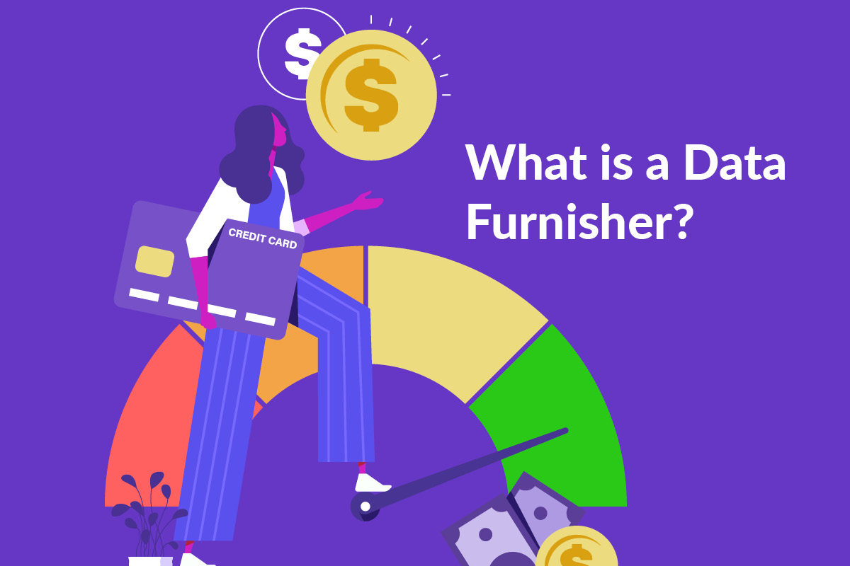 Illustration of a business owner standing in front of a credit score monitor thinking about positive financial standings.