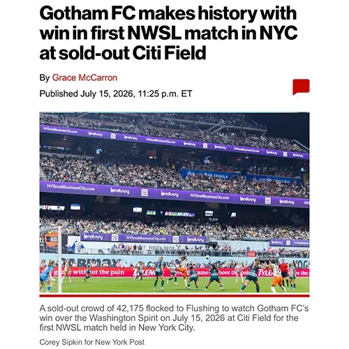 Last night, @Gothamfc brought the energy of women’s soccer to Citi Field for a landmark NWSL match! Congratulations to Gotham FC on this historic achievement! We're honored to support an organization that inspires the next generation of athletes and elevates women’s sports on a center stage.