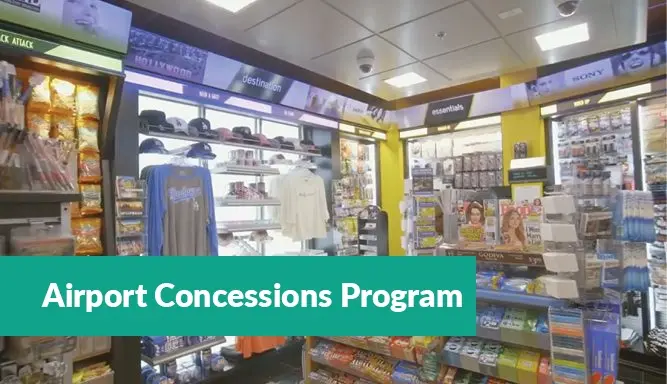 Airport Concessions Program Tile Card showing shop